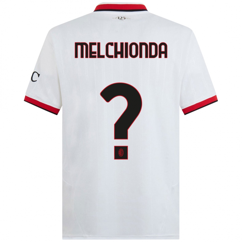 Bambino Maglia Marco Melchionda #0 Bianco Nero Rosso Kit Gara Away 2024/25 Maglietta