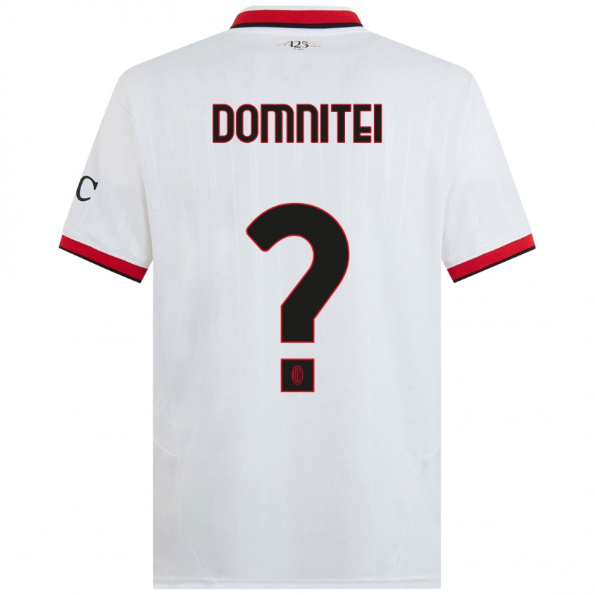 Bambino Maglia Francesco Domniței #0 Bianco Nero Rosso Kit Gara Away 2024/25 Maglietta