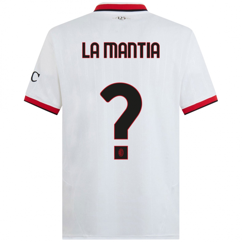 Bambino Maglia Simon La Mantia #0 Bianco Nero Rosso Kit Gara Away 2024/25 Maglietta