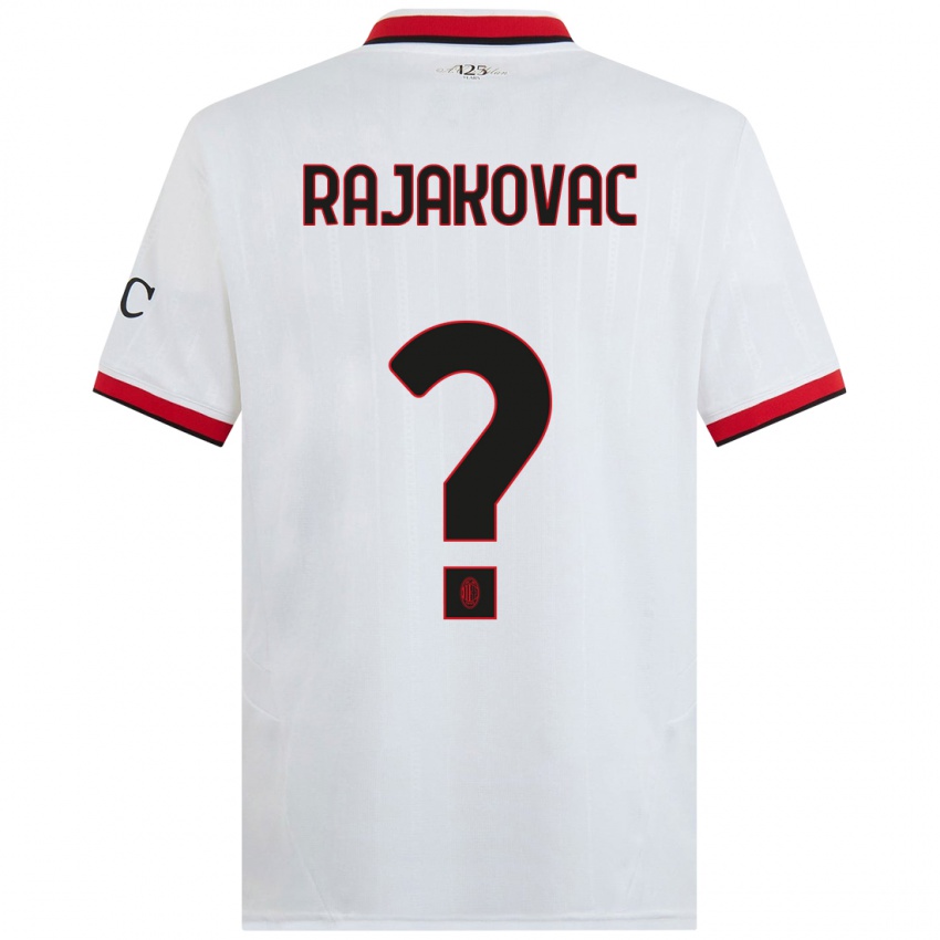 Bambino Maglia Mihajlo Rajakovac #0 Bianco Nero Rosso Kit Gara Away 2024/25 Maglietta