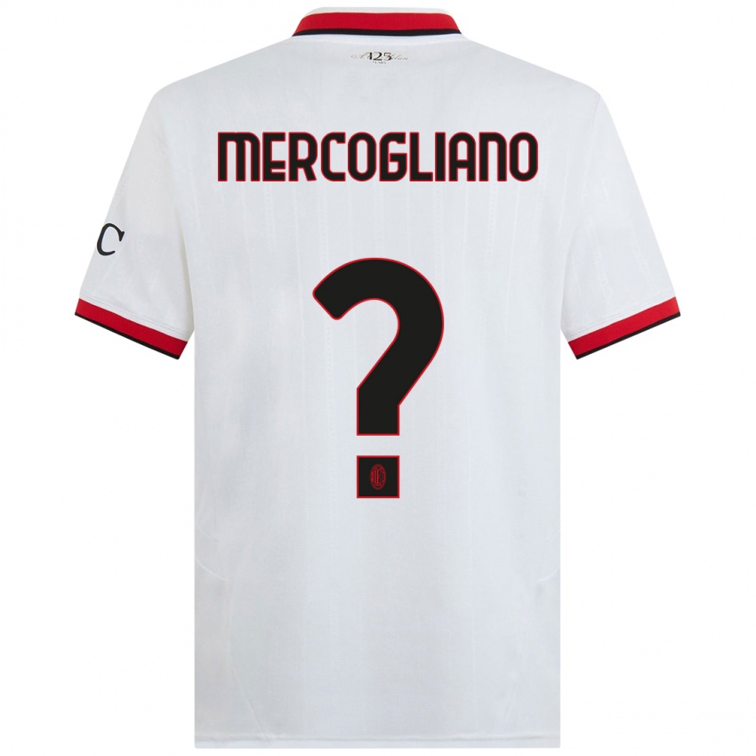 Bambino Maglia Mattia Mercogliano #0 Bianco Nero Rosso Kit Gara Away 2024/25 Maglietta