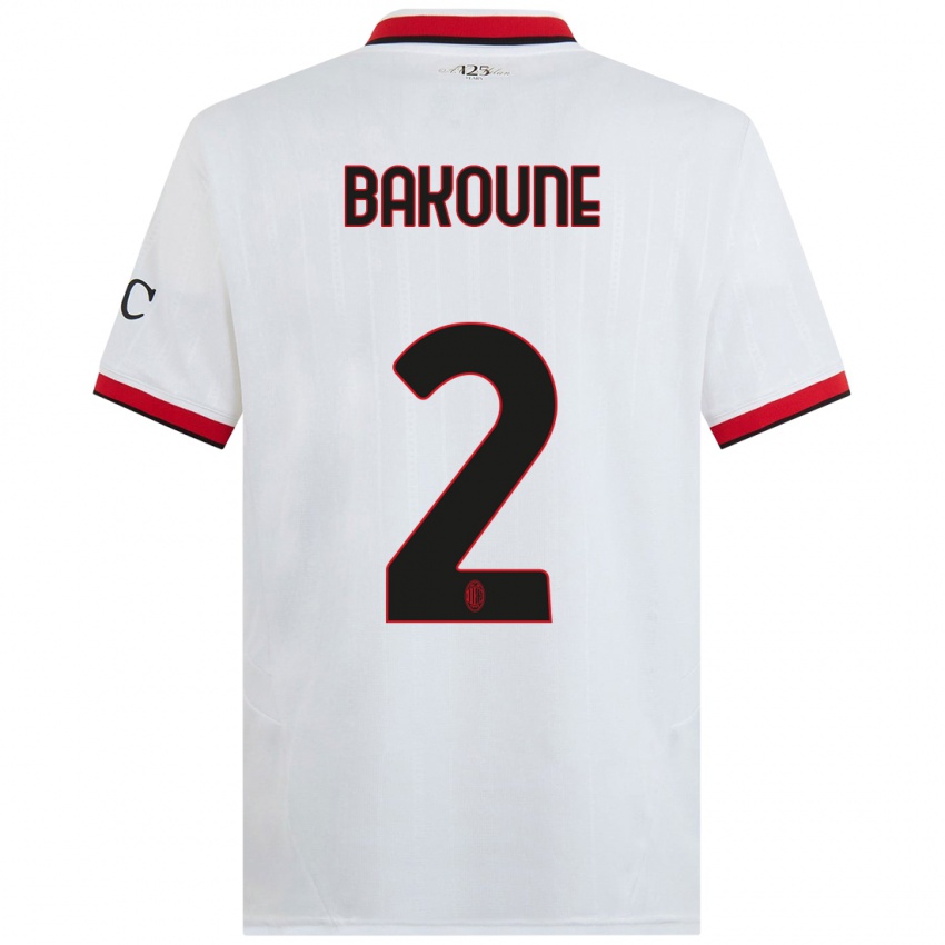 Bambino Maglia Adam Bakoune #2 Bianco Nero Rosso Kit Gara Away 2024/25 Maglietta