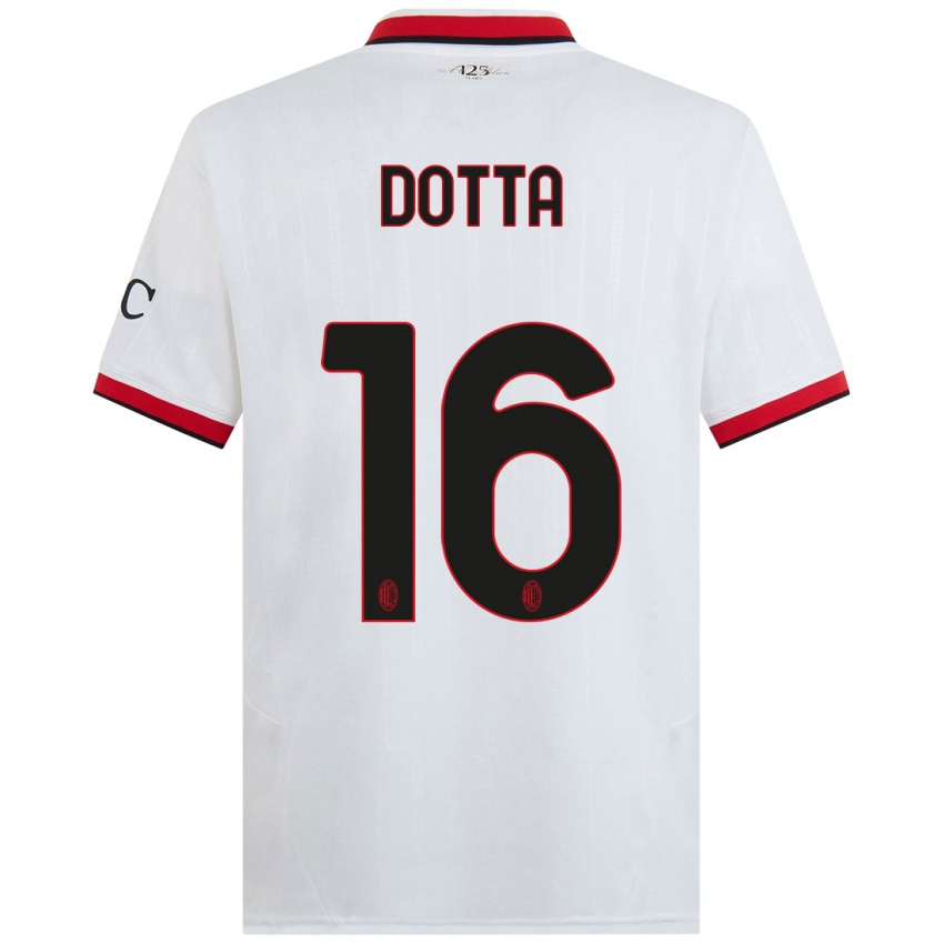 Bambino Maglia Cristiano Dotta #16 Bianco Nero Rosso Kit Gara Away 2024/25 Maglietta