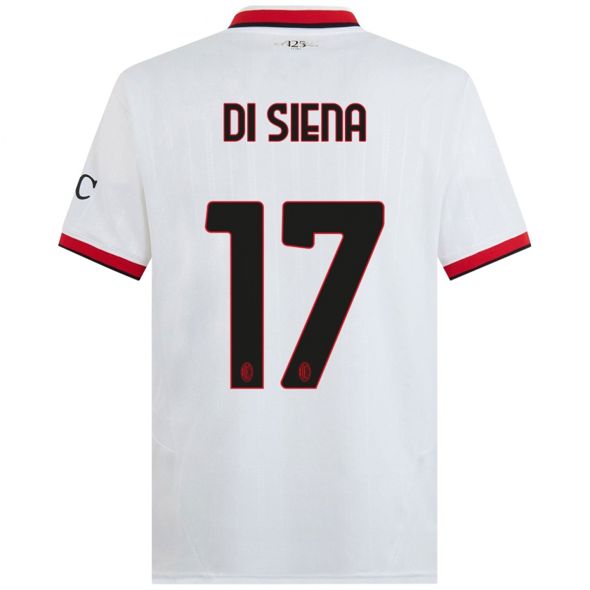 Bambino Maglia Andrea Di Siena #17 Bianco Nero Rosso Kit Gara Away 2024/25 Maglietta