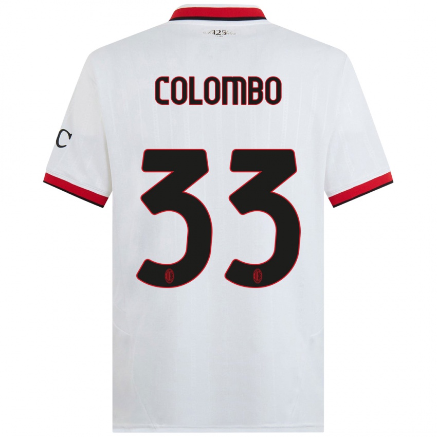 Bambino Maglia Federico Colombo #33 Bianco Nero Rosso Kit Gara Away 2024/25 Maglietta