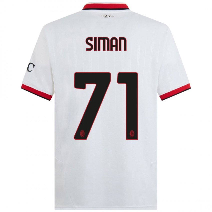 Bambino Maglia Alexandru Șiman #71 Bianco Nero Rosso Kit Gara Away 2024/25 Maglietta