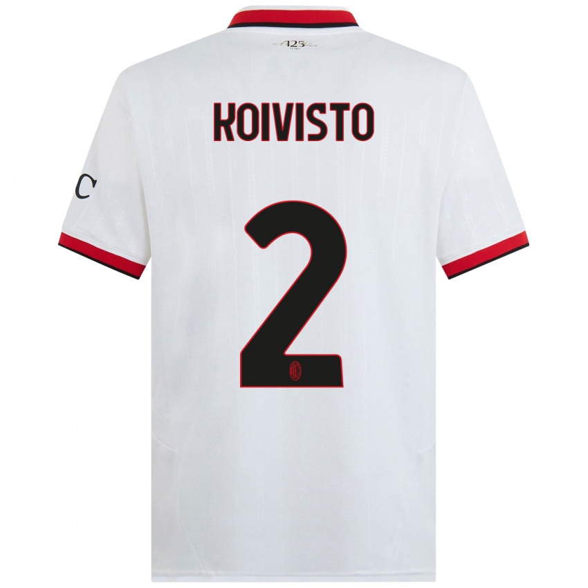 Bambino Maglia Emma Koivisto #2 Bianco Nero Rosso Kit Gara Away 2024/25 Maglietta