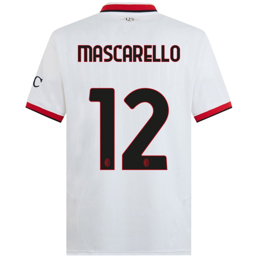 Bambino Maglia Marta Mascarello #12 Bianco Nero Rosso Kit Gara Away 2024/25 Maglietta