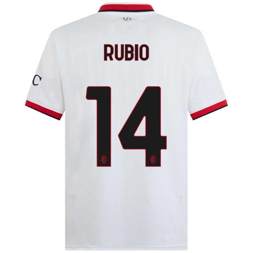 Bambino Maglia Silvia Rubio #14 Bianco Nero Rosso Kit Gara Away 2024/25 Maglietta