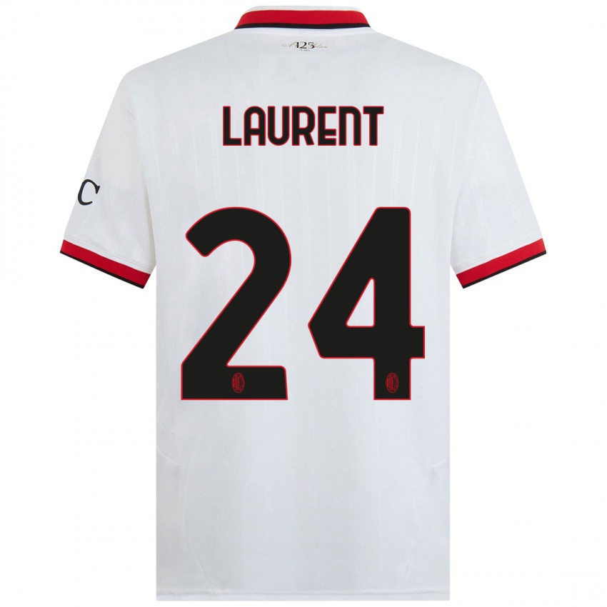 Bambino Maglia Emelyne Laurent #24 Bianco Nero Rosso Kit Gara Away 2024/25 Maglietta