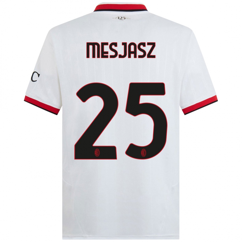 Bambino Maglia Malgorzata Mesjasz #25 Bianco Nero Rosso Kit Gara Away 2024/25 Maglietta