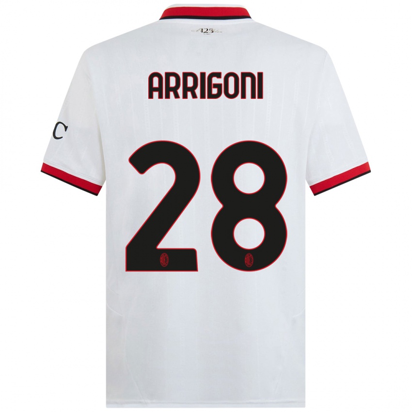 Bambino Maglia Giorgia Arrigoni #28 Bianco Nero Rosso Kit Gara Away 2024/25 Maglietta