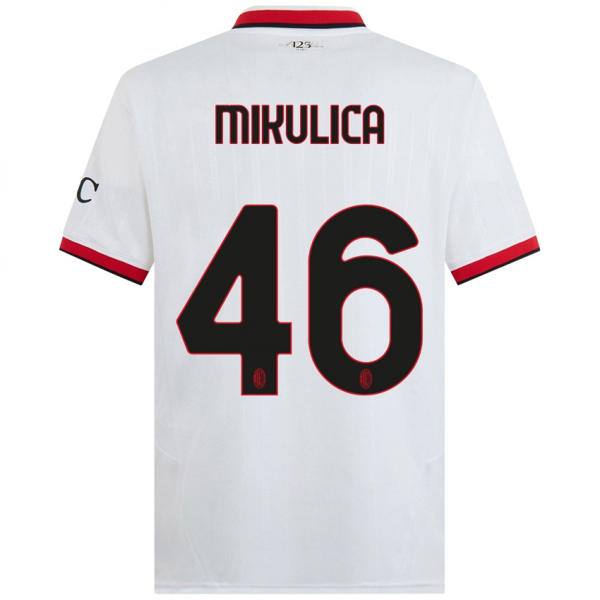 Bambino Maglia Petra Mikulica #46 Bianco Nero Rosso Kit Gara Away 2024/25 Maglietta