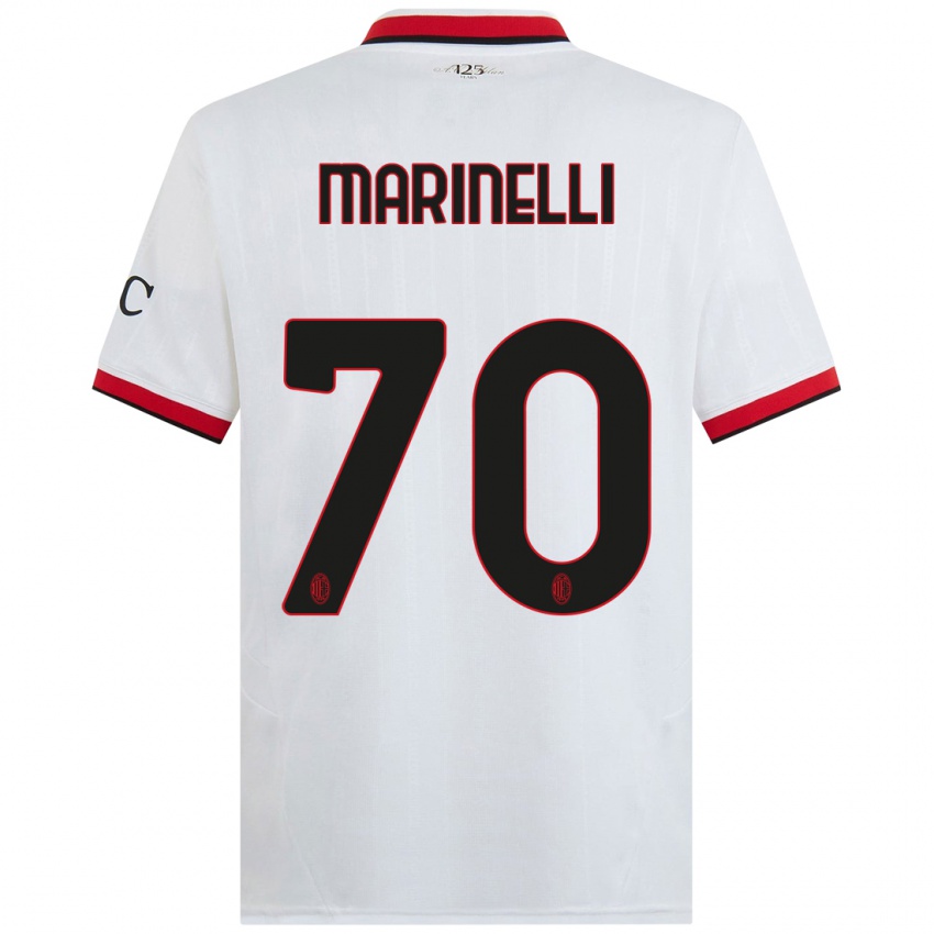 Bambino Maglia Gloria Marinelli #70 Bianco Nero Rosso Kit Gara Away 2024/25 Maglietta