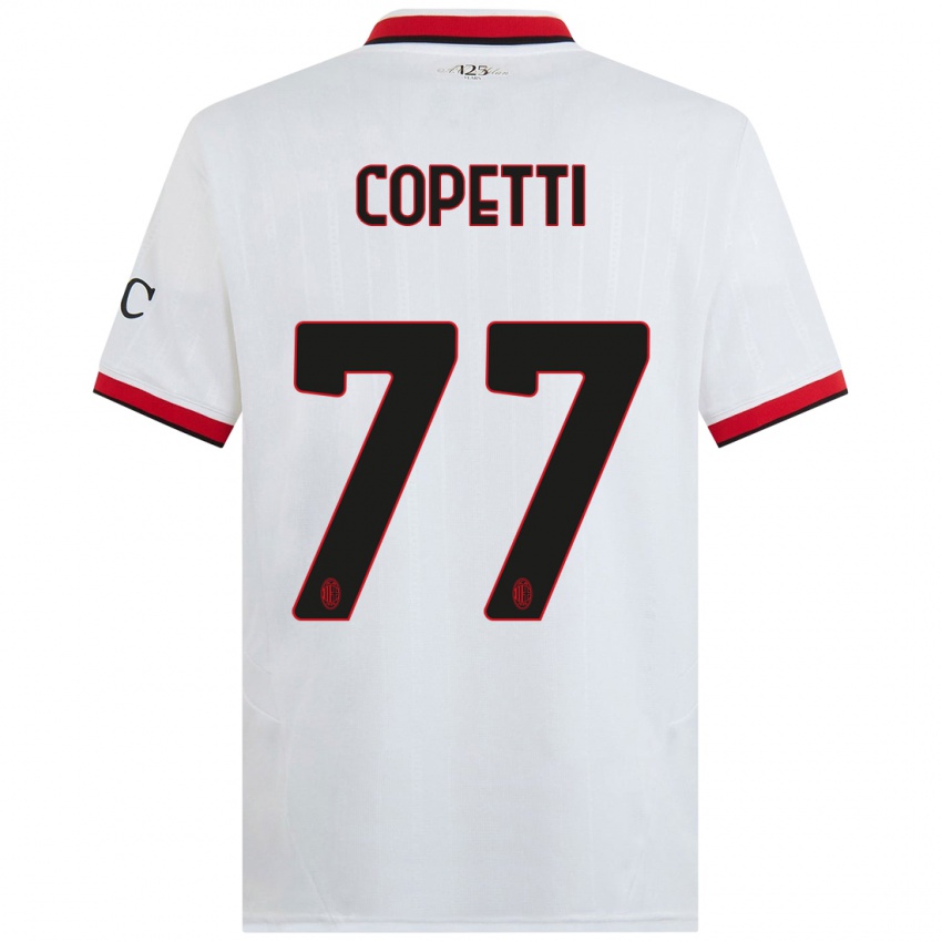 Bambino Maglia Matilde Copetti #77 Bianco Nero Rosso Kit Gara Away 2024/25 Maglietta