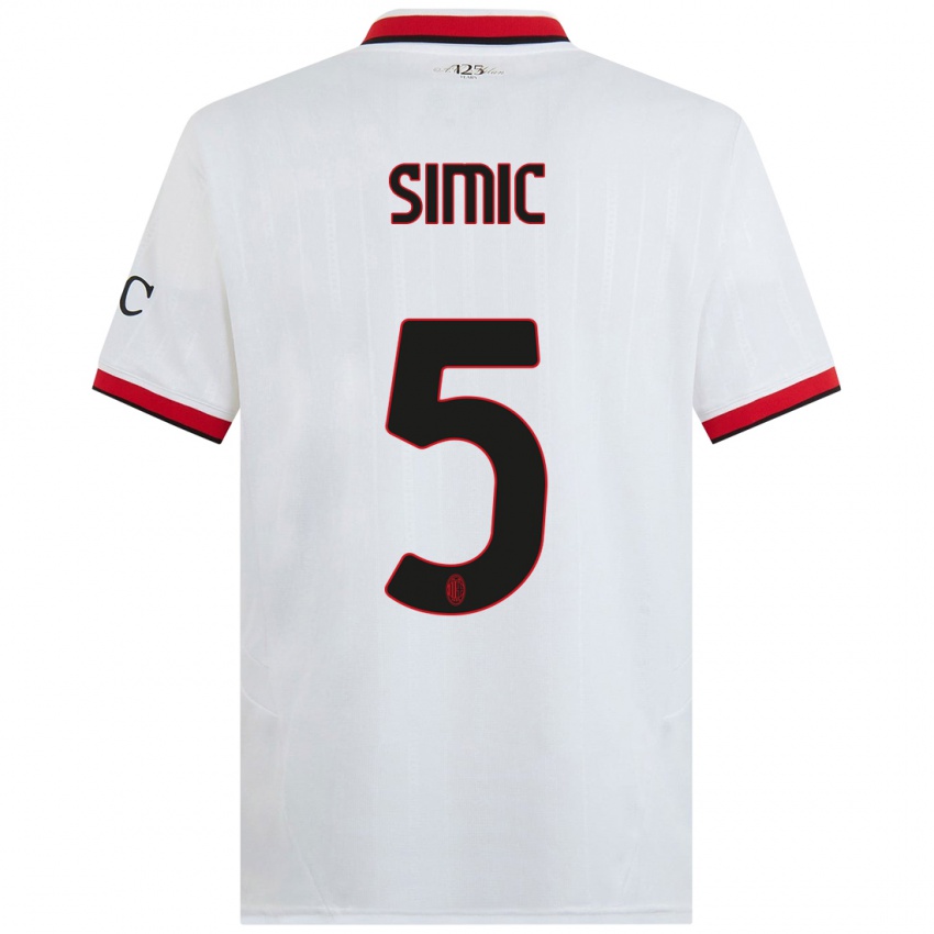 Bambino Maglia Jan-Carlo Simic #5 Bianco Nero Rosso Kit Gara Away 2024/25 Maglietta