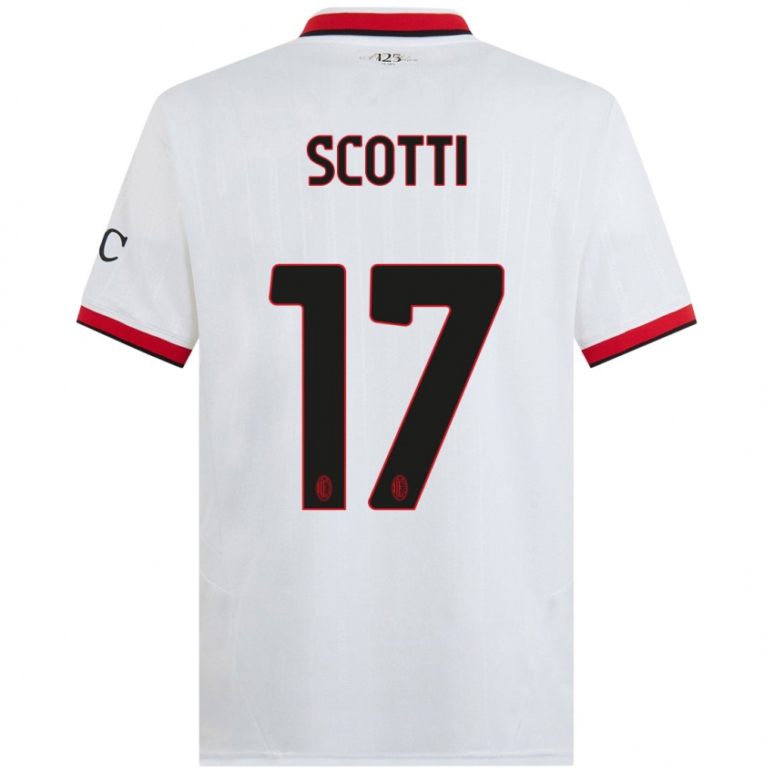 Bambino Maglia Filippo Scotti #17 Bianco Nero Rosso Kit Gara Away 2024/25 Maglietta