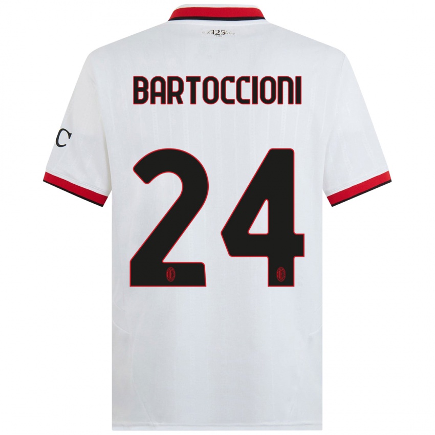 Bambino Maglia Andrea Bartoccioni #24 Bianco Nero Rosso Kit Gara Away 2024/25 Maglietta