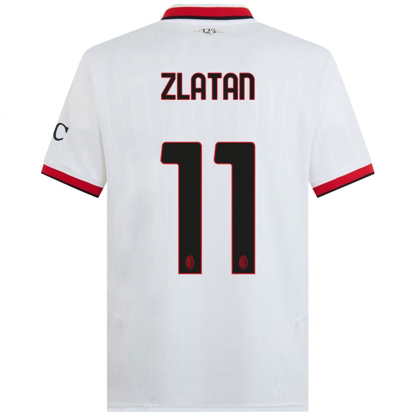 Bambino Maglia Zlatan Ibrahimovic #11 Bianco Nero Rosso Kit Gara Away 2024/25 Maglietta