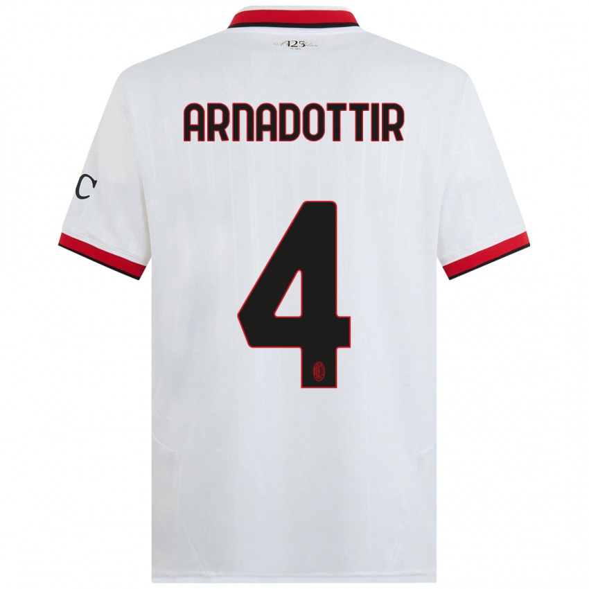 Bambino Maglia Guony Arnadottir #4 Bianco Nero Rosso Kit Gara Away 2024/25 Maglietta