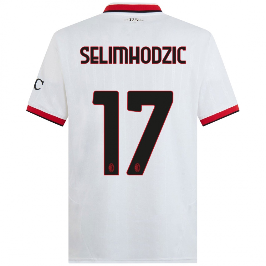 Bambino Maglia Noa Selimhodzic #17 Bianco Nero Rosso Kit Gara Away 2024/25 Maglietta