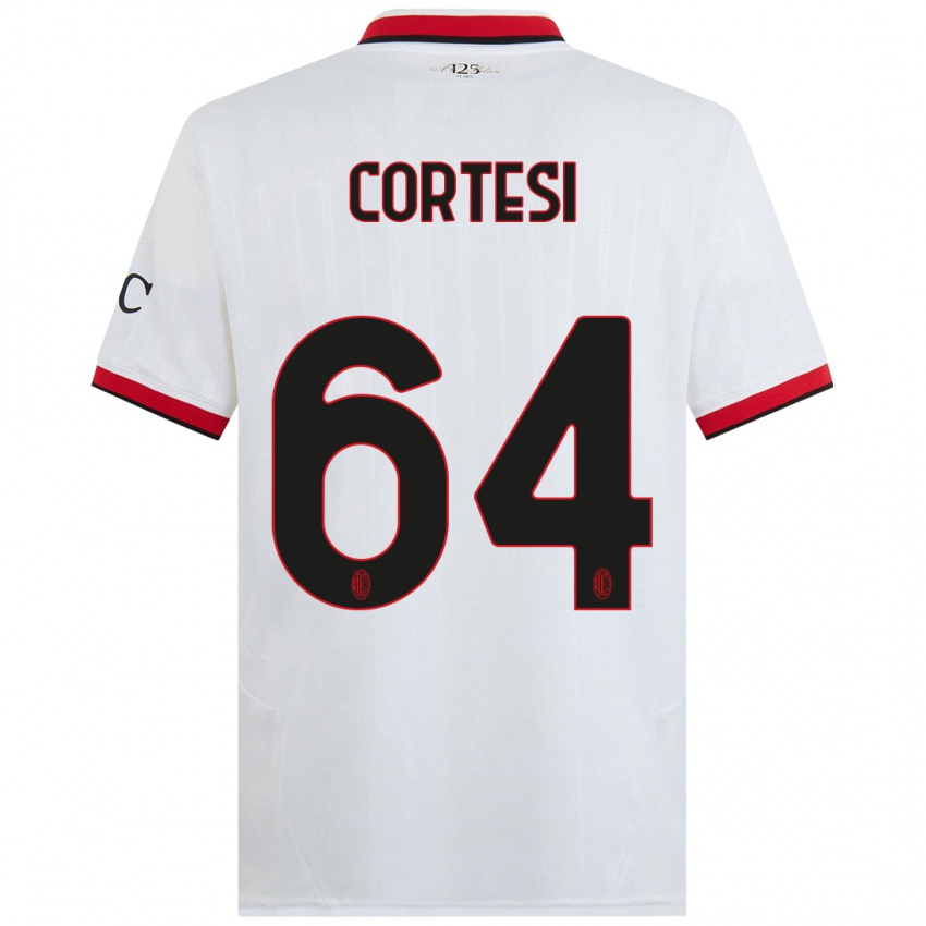 Bambino Maglia Selena Cortesi #64 Bianco Nero Rosso Kit Gara Away 2024/25 Maglietta