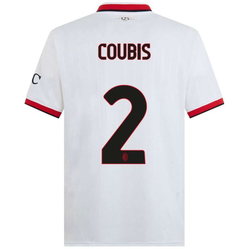 Bambino Maglia Andrei Coubis #2 Bianco Nero Rosso Kit Gara Away 2024/25 Maglietta