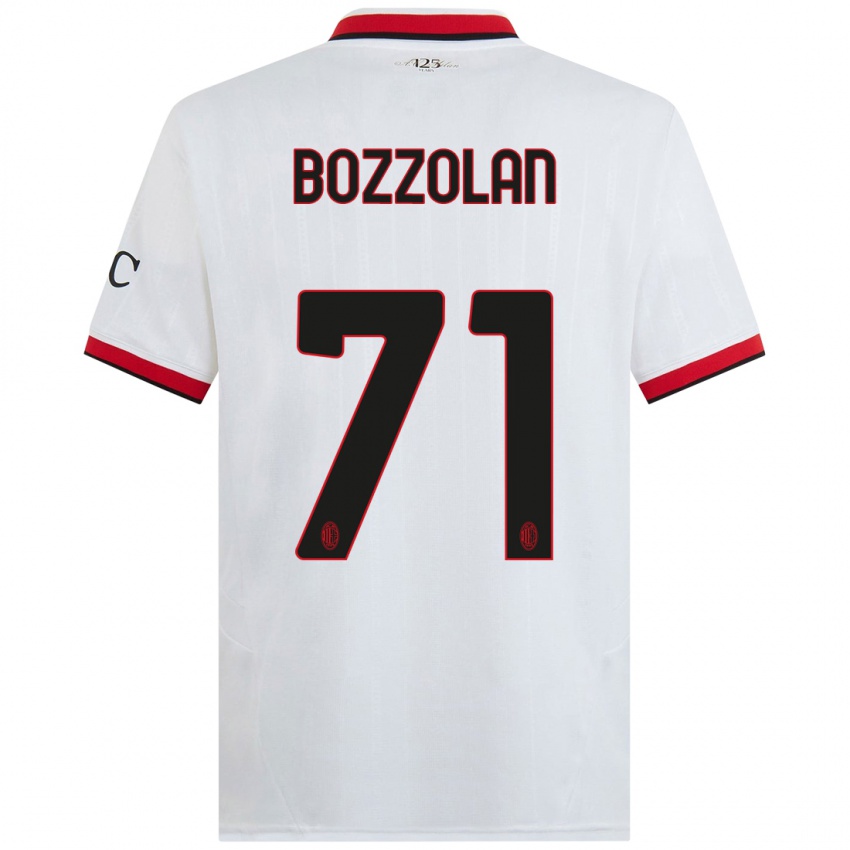 Bambino Maglia Andrea Bozzolan #71 Bianco Nero Rosso Kit Gara Away 2024/25 Maglietta