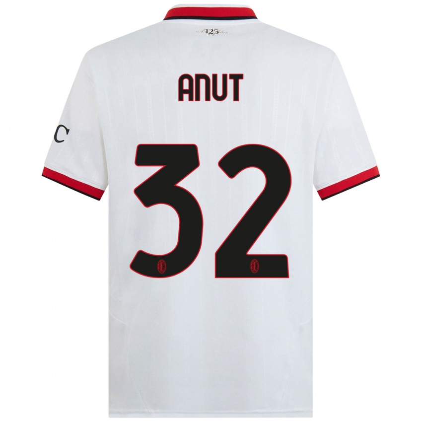 Bambino Maglia Niccolo Anut #32 Bianco Nero Rosso Kit Gara Away 2024/25 Maglietta