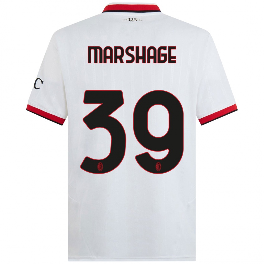 Bambino Maglia Wilgot Marshage #39 Bianco Nero Rosso Kit Gara Away 2024/25 Maglietta