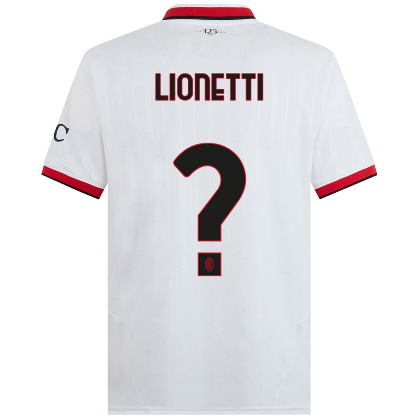 Bambino Maglia Francesco Lionetti #0 Bianco Nero Rosso Kit Gara Away 2024/25 Maglietta