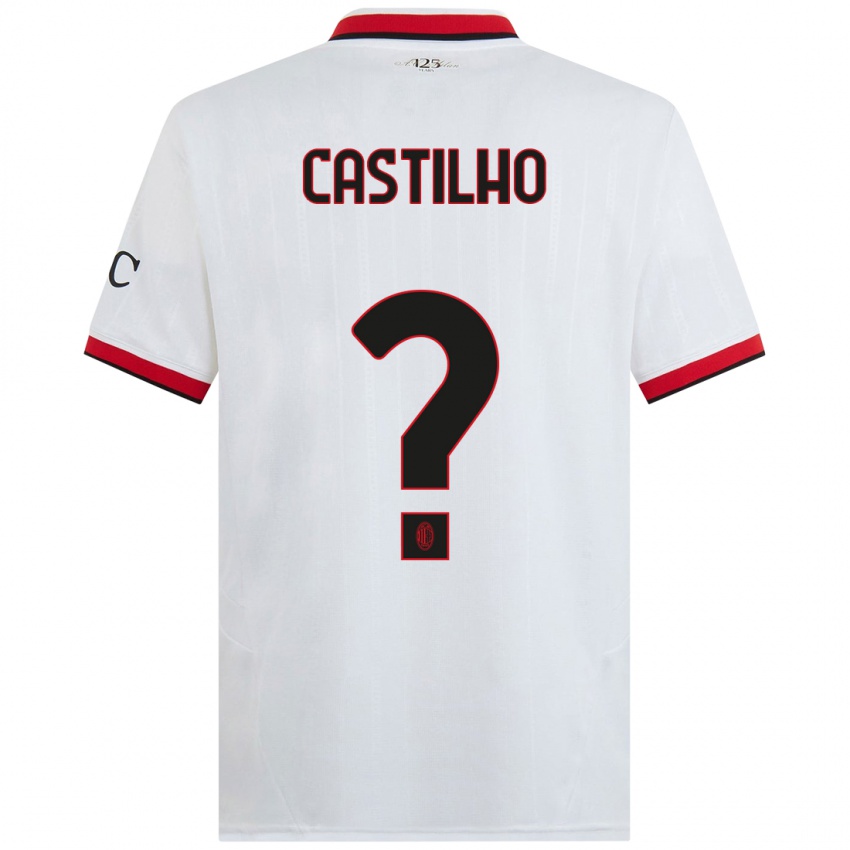 Bambino Maglia Estevan Amaral Castilho #0 Bianco Nero Rosso Kit Gara Away 2024/25 Maglietta