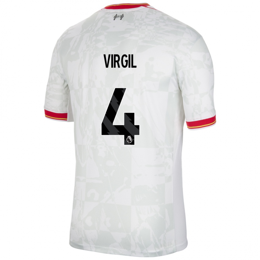 Bambino Maglia Virgil Van Dijk #4 Bianco Rosso Nero Kit Gara Third 2024/25 Maglietta