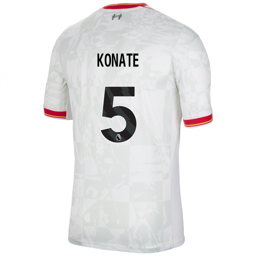 Bambino Maglia Ibrahima Konate #5 Bianco Rosso Nero Kit Gara Third 2024/25 Maglietta