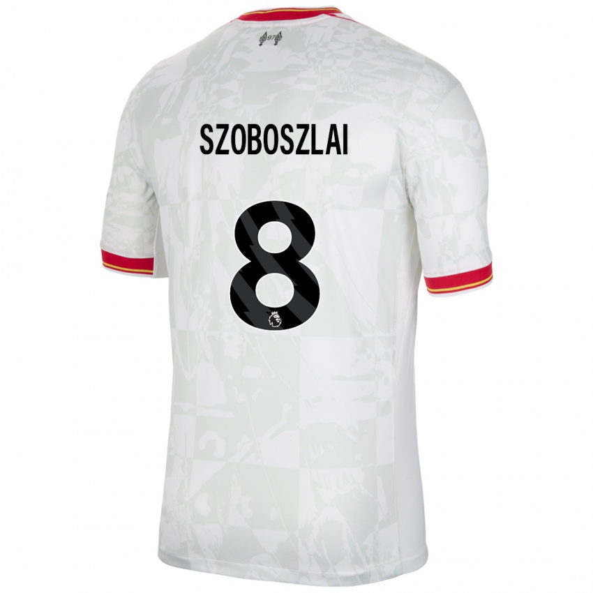 Bambino Maglia Dominik Szoboszlai #8 Bianco Rosso Nero Kit Gara Third 2024/25 Maglietta