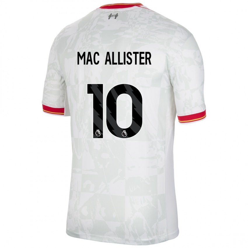 Bambino Maglia Alexis Mac Allister #10 Bianco Rosso Nero Kit Gara Third 2024/25 Maglietta