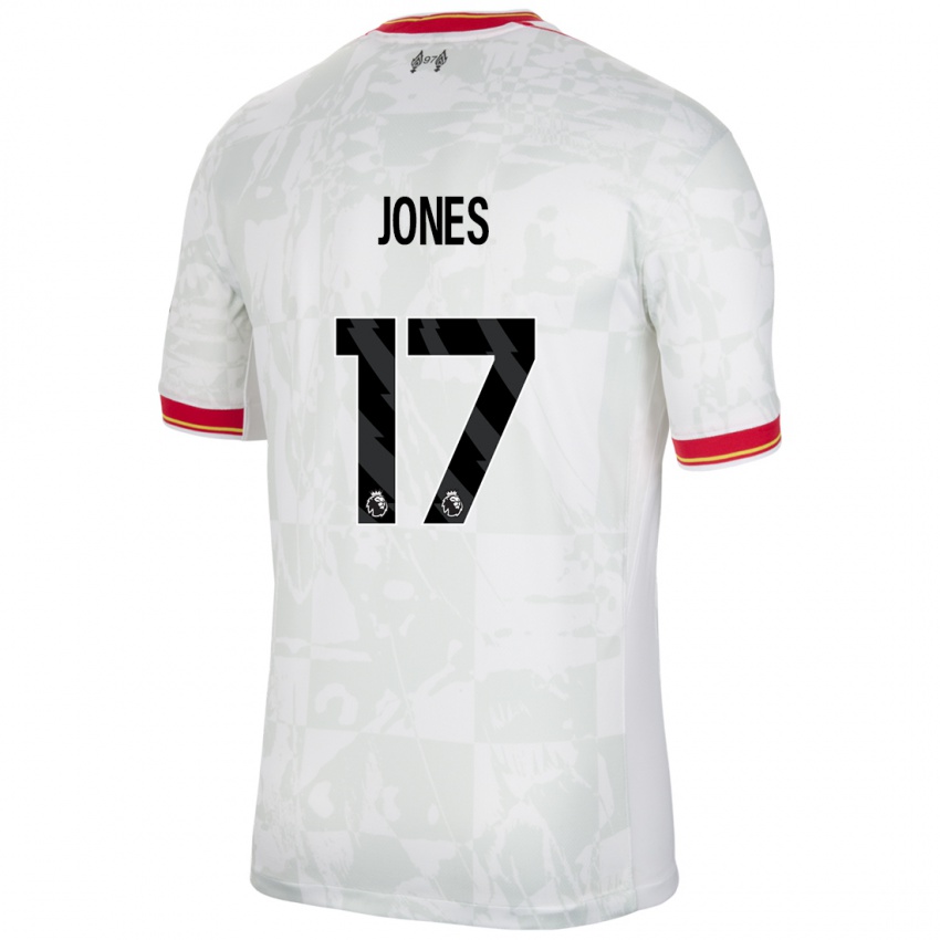 Bambino Maglia Curtis Jones #17 Bianco Rosso Nero Kit Gara Third 2024/25 Maglietta