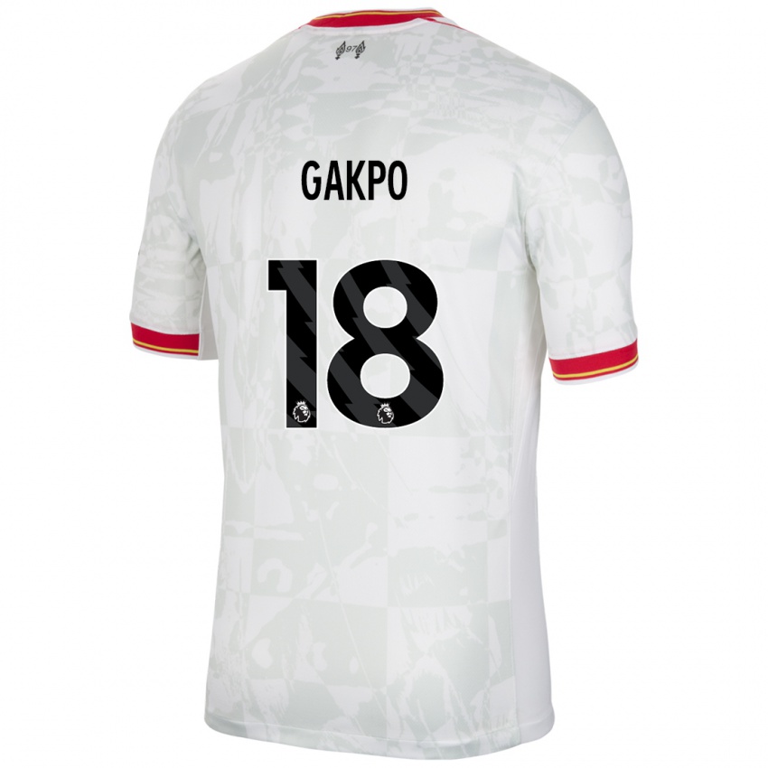 Bambino Maglia Cody Gakpo #18 Bianco Rosso Nero Kit Gara Third 2024/25 Maglietta