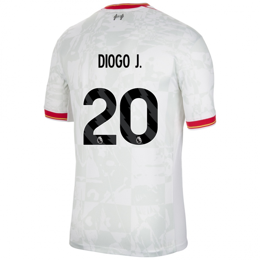 Bambino Maglia Diogo Jota #20 Bianco Rosso Nero Kit Gara Third 2024/25 Maglietta