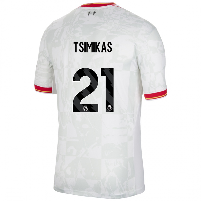 Bambino Maglia Konstantinos Tsimikas #21 Bianco Rosso Nero Kit Gara Third 2024/25 Maglietta