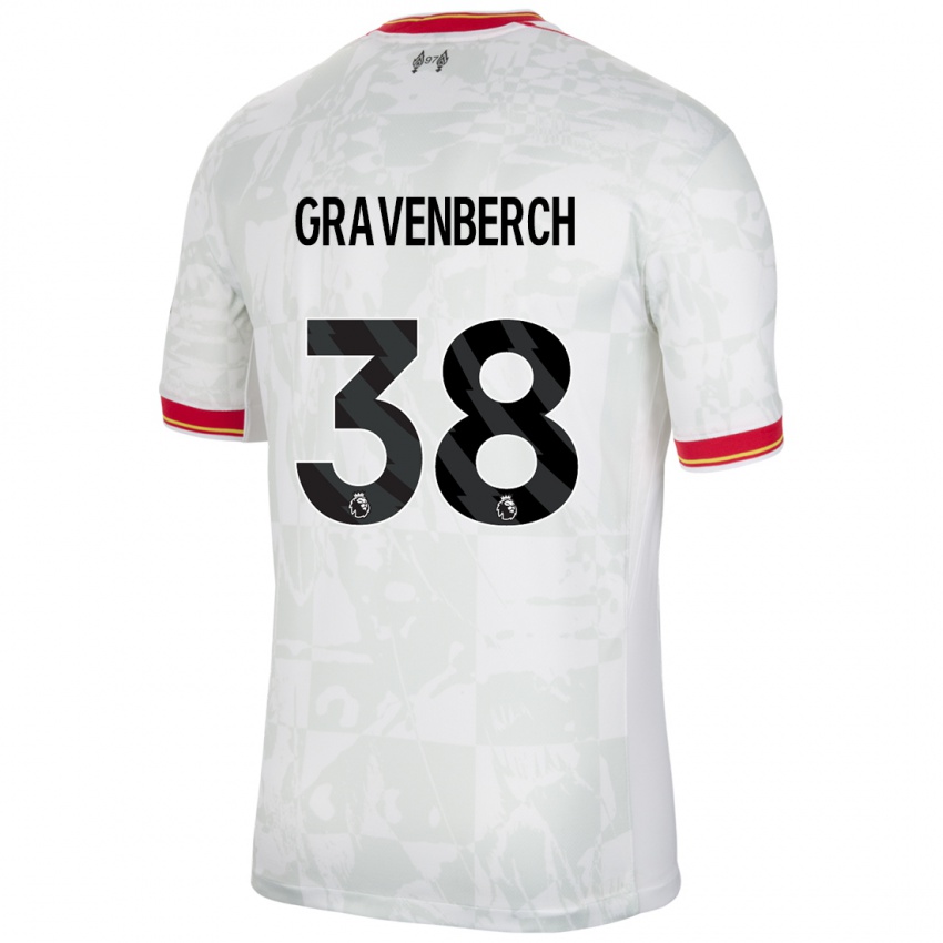 Bambino Maglia Ryan Gravenberch #38 Bianco Rosso Nero Kit Gara Third 2024/25 Maglietta