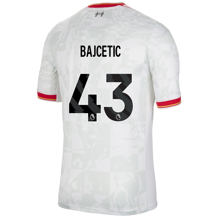 Bambino Maglia Stefan Bajcetic #43 Bianco Rosso Nero Kit Gara Third 2024/25 Maglietta