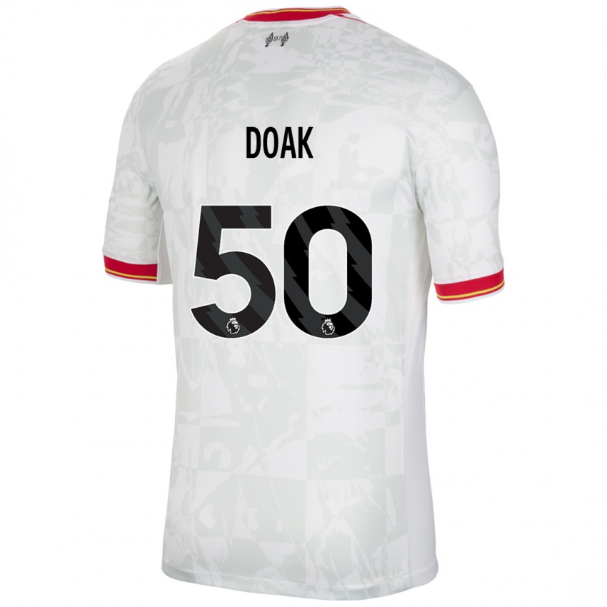 Bambino Maglia Ben Doak #50 Bianco Rosso Nero Kit Gara Third 2024/25 Maglietta