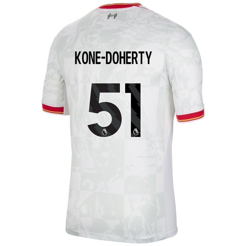 Bambino Maglia Trent Kone-Doherty #51 Bianco Rosso Nero Kit Gara Third 2024/25 Maglietta