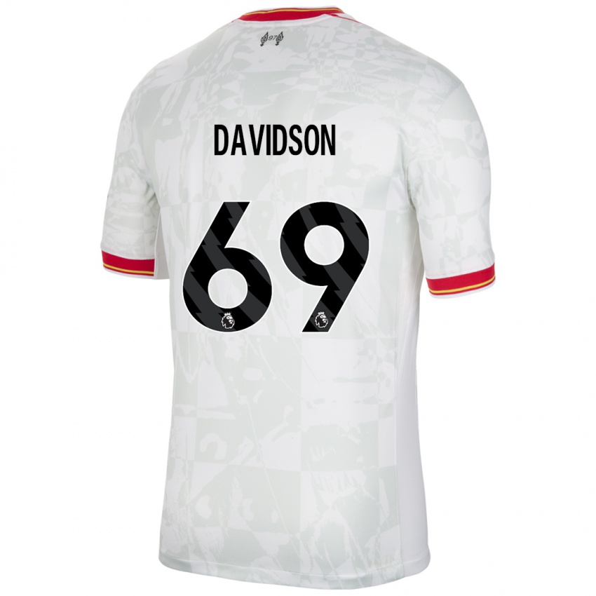 Bambino Maglia Josh Davidson #69 Bianco Rosso Nero Kit Gara Third 2024/25 Maglietta