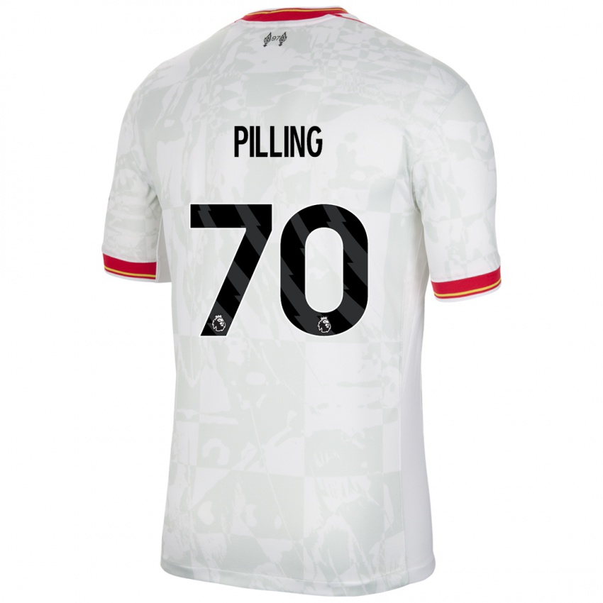 Bambino Maglia Tommy Pilling #70 Bianco Rosso Nero Kit Gara Third 2024/25 Maglietta