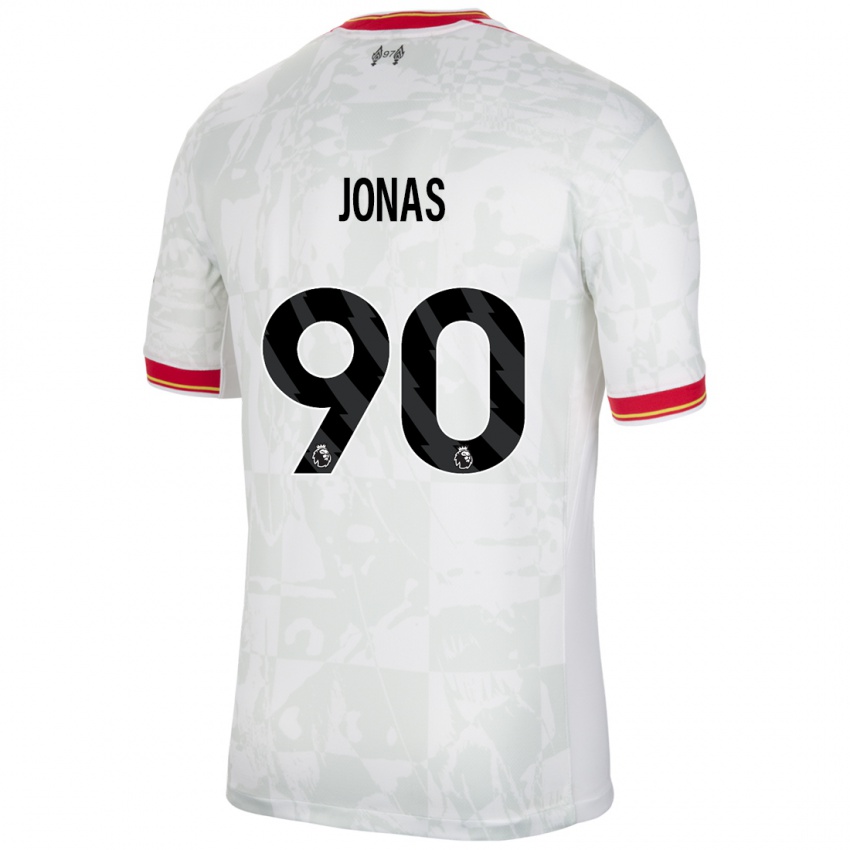 Bambino Maglia Lee Jonas #90 Bianco Rosso Nero Kit Gara Third 2024/25 Maglietta