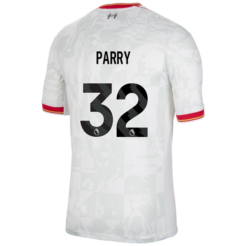 Bambino Maglia Lucy Parry #32 Bianco Rosso Nero Kit Gara Third 2024/25 Maglietta