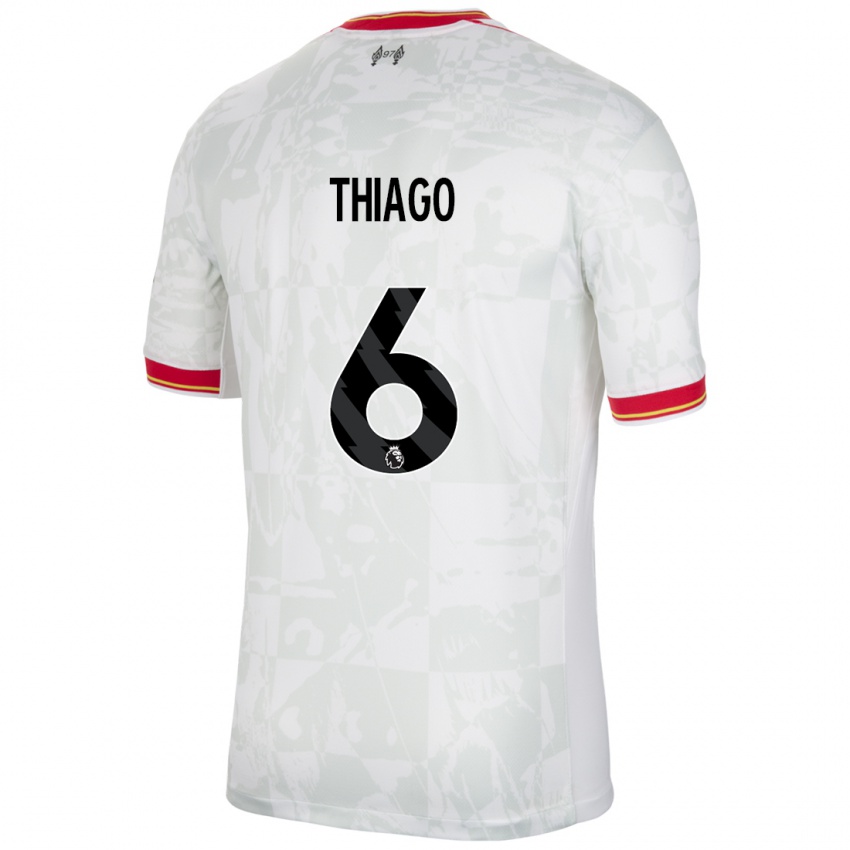 Bambino Maglia Thiago #6 Bianco Rosso Nero Kit Gara Third 2024/25 Maglietta