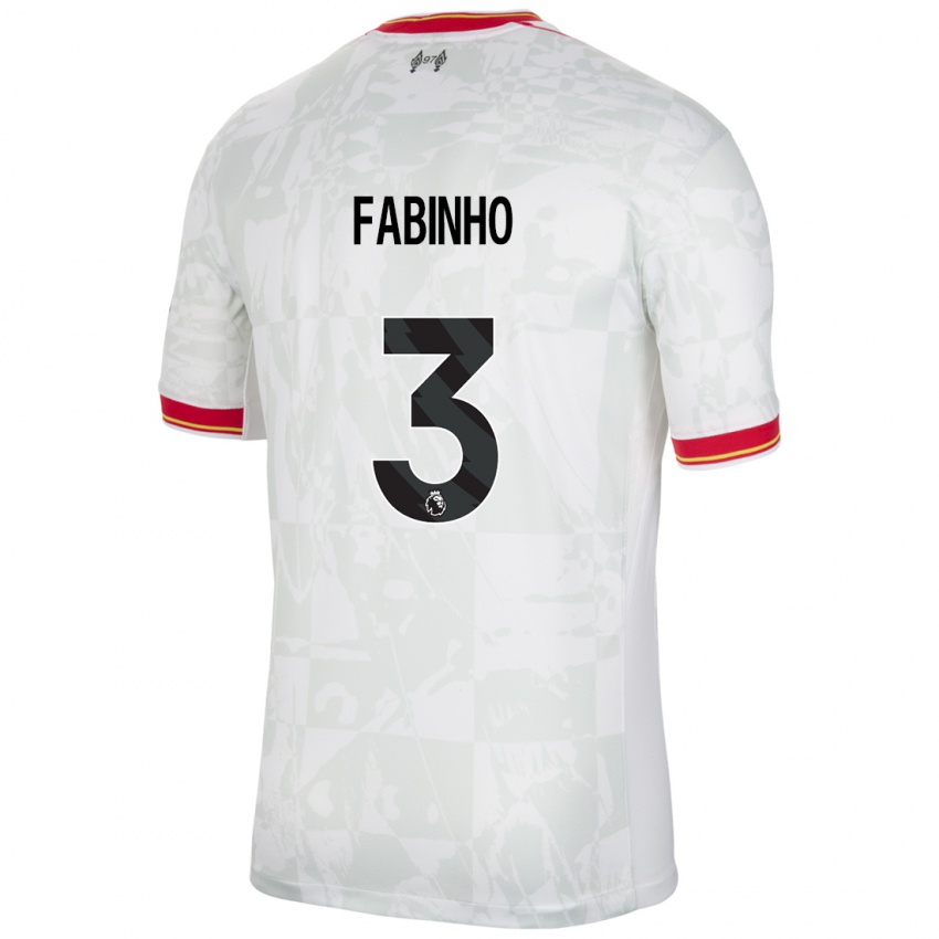 Bambino Maglia Fabinho #3 Bianco Rosso Nero Kit Gara Third 2024/25 Maglietta